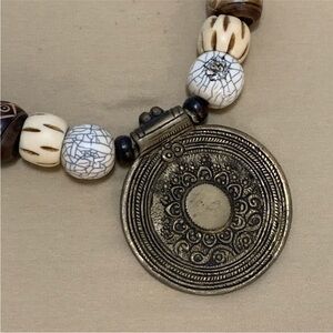 Bohemian Beaded Necklace with Large Pendant